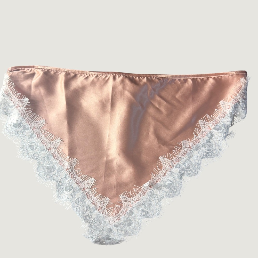 Anthropologie Satin Lace Bralette One Size Bandana Pink Eyelash Trim NEW